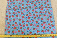 15″ Long, Vintage, Red Strawberries on Blue Quilt Cotton, V761