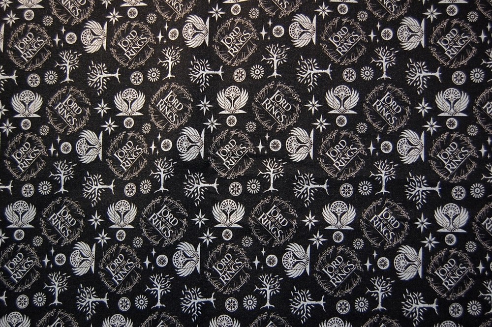 Lord of the Rings black/grey cotton print fabric – sold by the HALF YARD