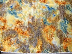 Silky Polyester Fabric Lingerie Blouse Scarf Gold Dark Teal 1 1/2 yds x 48″