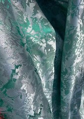 Green & Silver Floral – Faux Silk Brocade Jacquard Fabric