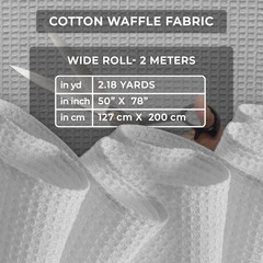 Medium Weight 100% Cotton Waffle Fabric – 2 Meters Bleached Material for Sewi…