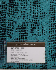 Kelly Wearstler Groundworks Fabric Remnant 22″x25″ Pattern “Verse” Jade/Onyx