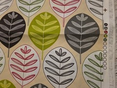 2013 SOLARIUM Richloom Retro Multicolor Leaf Design Screen Print Fabric 4 Yards