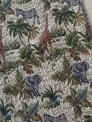 Vintage Jungle Animals Jacquard Woven Tapestry Fabric, 54 x 80 inches