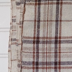 5.5 Yds MCM Mid Century Modern Plaid Linen Fabric Brown Tan Neutral Upholstery