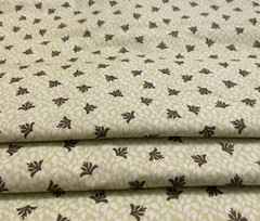Cotton Fabric Pale and Dark Green Leaf Pattern 1 1/2 Yards 44 Inches