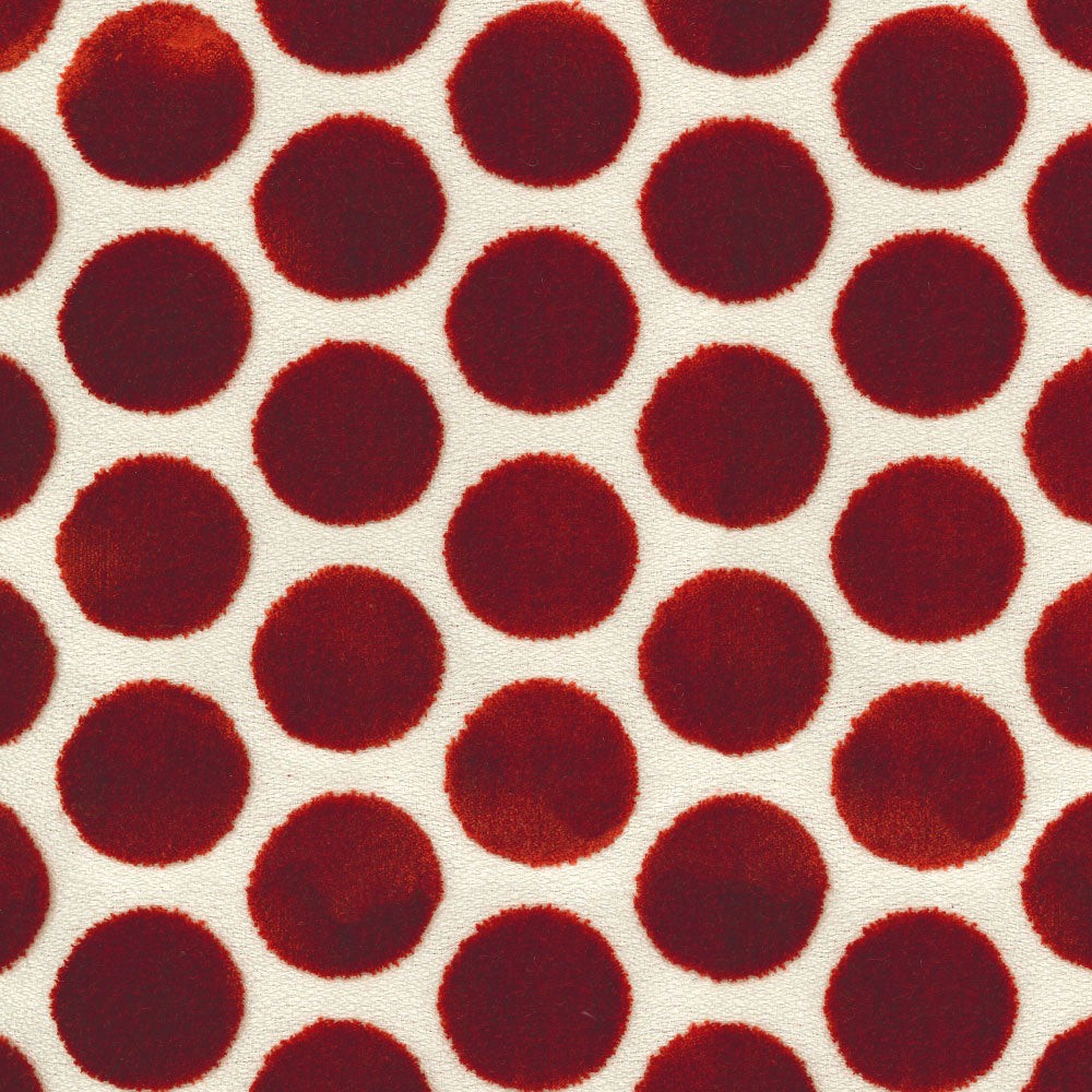 Buttons Red Whimsical 1-3/4 inch Polka Dot Cut Velvet Regal Upholstery Fabric