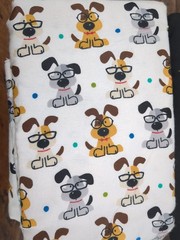 Lot of Dog themed fabric, dog, dog bone, paw print, white, black, gray, 2lb 11oz