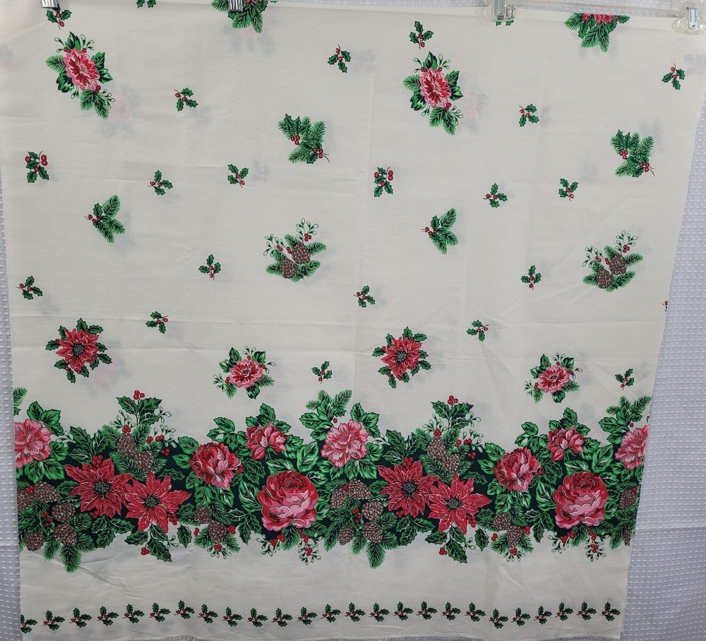 Wamsutta Hallmark Cards Christmas Tablecloth Fabric 1 Yard x 70 Inches wide