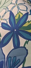 6yds BOLD Blue & Green Hawaiian Hibiscus Floral Fabric 60″ Wide NEW