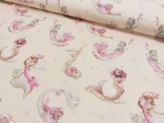 1M X 1.50M Cotton Jersey Magic Mermaids Teatime Digital Print