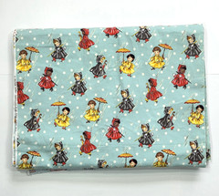 “Sweet Rain” Michael Miller Retro Girls Umbrellas Polka Dots Flannel Fabric BTY