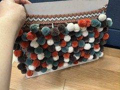 Pom Pom Sewing Fringe Cream Charcoal Teal Rust ~7yd Orginally $78 Hobby Lobby