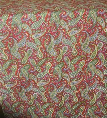 Red & Green Paisley Print Fabric Remnant 44″ x 3 yds Christmas Holiday Everyday