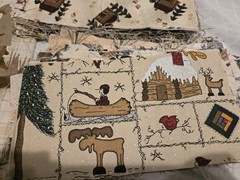 Outdoor Fishing Cabins Animals Hiking Boots Etc Cotton Quilt Remnants Fabric
