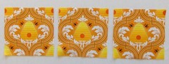 Fabric Cotton Pic C -Honey Bees on Honey Hive 3 Pieces – 4 3/4″ L x 4 3/4″ W