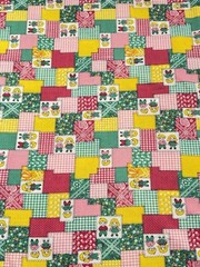 Vintage 70’s Fabric Faux Patchwork Cheater Cloth 5-1/4 Yards (190″) x 60″ Wide