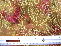 BTY BATIK Leaf Clusters Gold Yellow Dijon Red Quilting Cotton Fabric