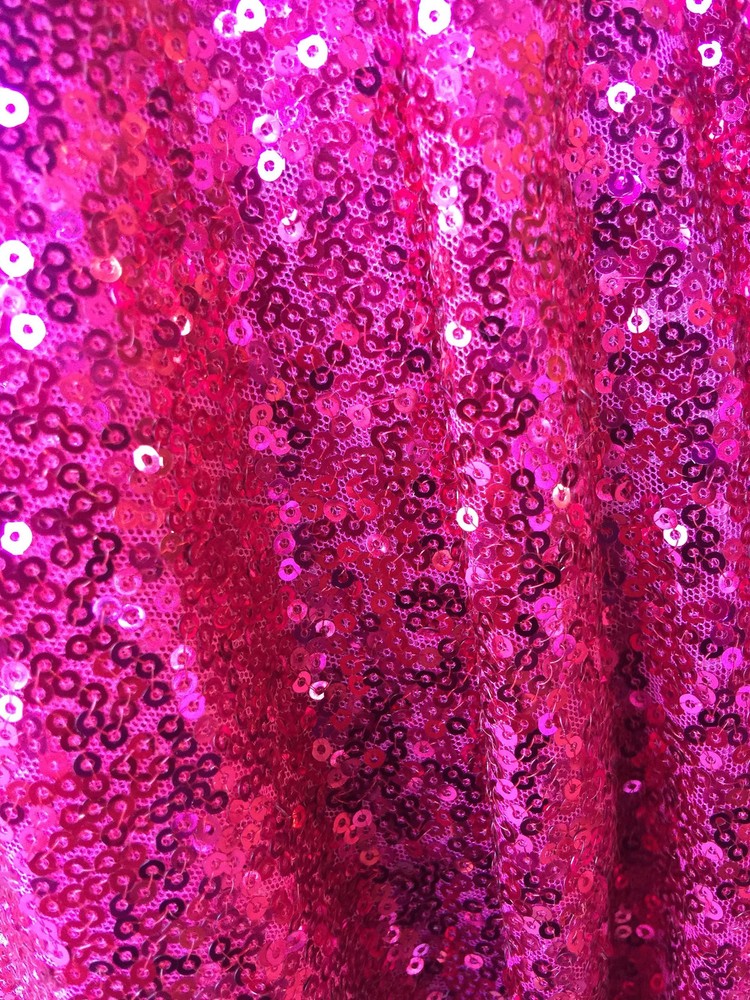Leila HOT PINK Sequins on Mesh Fabric by the Yard – 10050