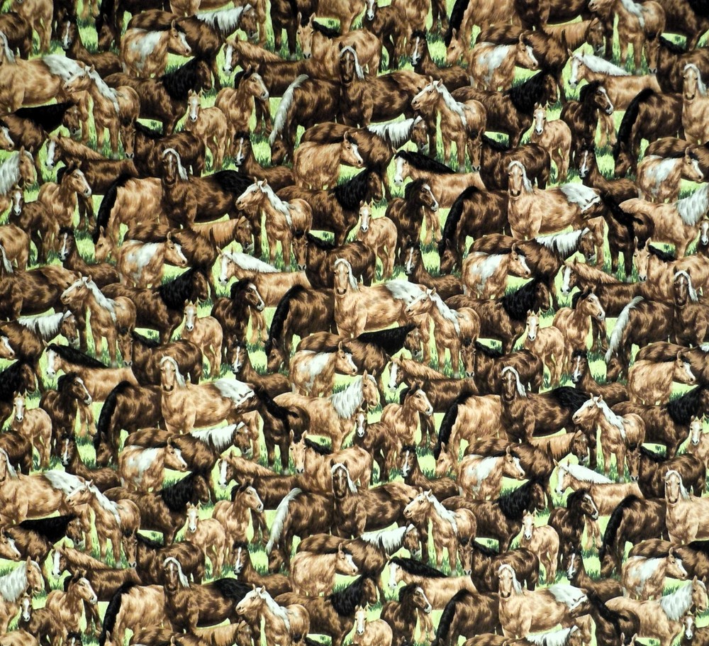 Paintbrush Studio Cotton Fabric “Farm Living” With Horses 5.8 Yard Piece X WOF