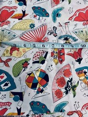 VTG Novelty “Kids at Play II ” Kitschy Paper Dolls Allover WHITE #2054 BTFQ