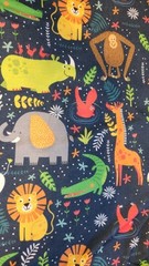EZ FABRIC JUNGLE THEME JERSEY FABRIC 11413-BLU-SP 1 Yd