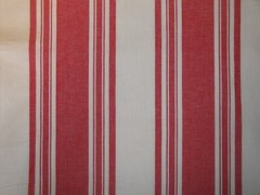 Dunroven House Farmhouse Awning Stripe Red White Woven Cotton Homespun Fabric