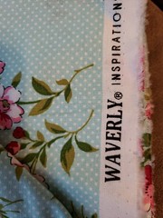 NEW (1) Yard Pre-Cut Waverly Inspirations Aqua Floral Print Fabric 100% Cotton.