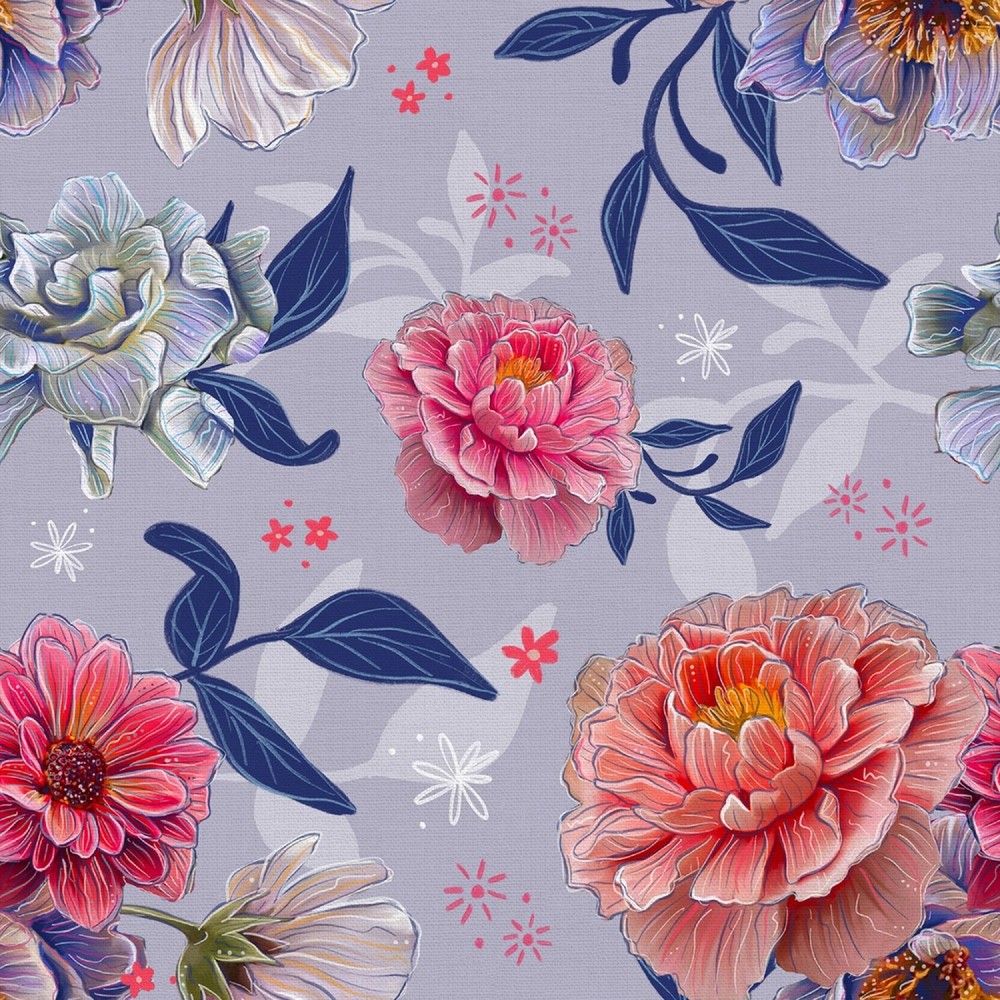 Visions Peony Garden-Dusty Purple-Paintbrush Studio-BTY