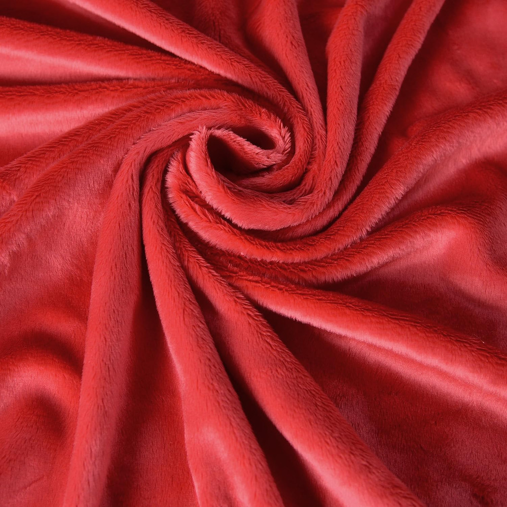 Red Super Soft Minky Fabric by the Yard, 36″X60″ | Short Pile Smooth Plush Mater
