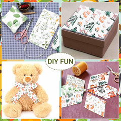 40Pcs Woodland Fabric Strips Wooland Animals Eucalyptus Leaves Printed Cotton Fa