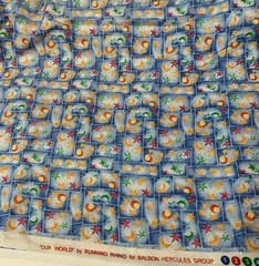 “ Our World “ Celestial Fabric By Running Rhino & Balson Hercules Red Blue BTHY
