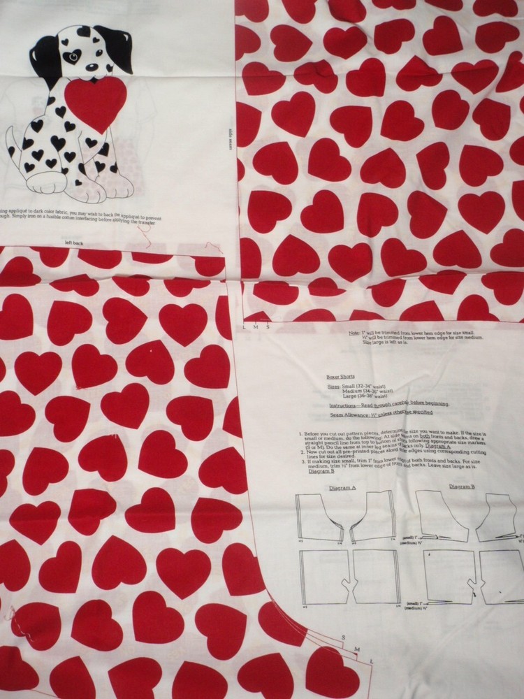 VIP Cranston Valentine Heart Boxer Dalmatian Puppy Love Applique Fabric Panel