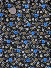 Floral Flower Fabric Blue Black Cotton Sew De Vine by Choice Fabrics By The Yard