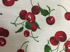 CHERRY ON WHITE PRINT POLY COTTON FABRIC 58″ WIDE BY THE YARD