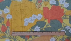 1970s Vtg. Fabric 1 3/8 Yards *Yellow/Orange Rose Allover Lg. BOHO Print *Cotton