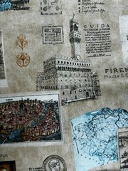Travel Tourist Europe Rome Fabric 3 Yd LOT Cotton Robert Kaufman Heirloom Diary