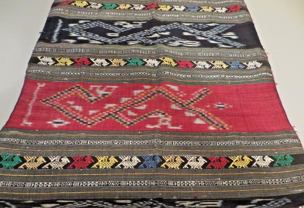 Vintage LAOS HILL TRIBE handwoven silk cotton ikat brocade 26″ wide SUPERB RARE