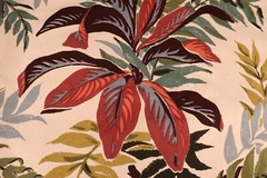 36″ L x 50″W Vintage Tropicana Hand Printed Fabric Large Tropical Flower Leaf