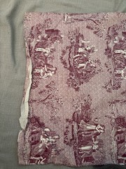 Vintage Burgundy Red French Toile de Jouy Pastoral Whimsical Cotton Fabric 9 Yds