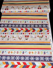 Christmas Snowman Border Stripe Cotton Fabric Flaky Snow Pals Collection YARD