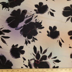 DESIGNER! Blurred Shadow Floral in Black on Pink/Mauve/Violet Ground Soft Sateen