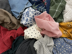 Reclaimed Clothing Fabric Scraps 2 LB Mixed Textile Craft Upcycle Lot