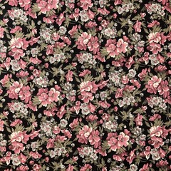 Ozark Calicos Flowers On Black 1/2 Yard Fabri-quilt Cotton Fabric – New