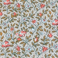 Vtg Floral Fabric Cotton Blend Salmon Caramel White on Peach 1 yd x 45″