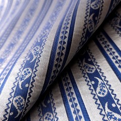 Silver Blue Paisley Stripe Brocade Fabric 58″ Vintage Reversible By The Yard