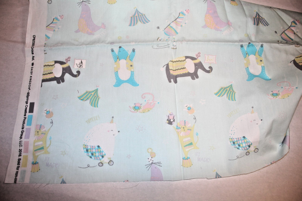 Elephant Fabric Vintage Circus Act Daisy Kingdom juvenile pastel baby 1 Yard