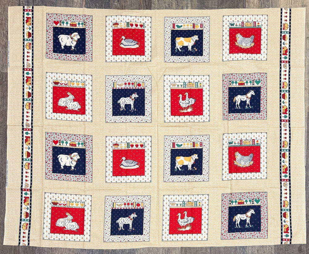 Vintage Country Classic Farmhouse Friends Ameritex Cotton Fabric Panel 35″ x 45″