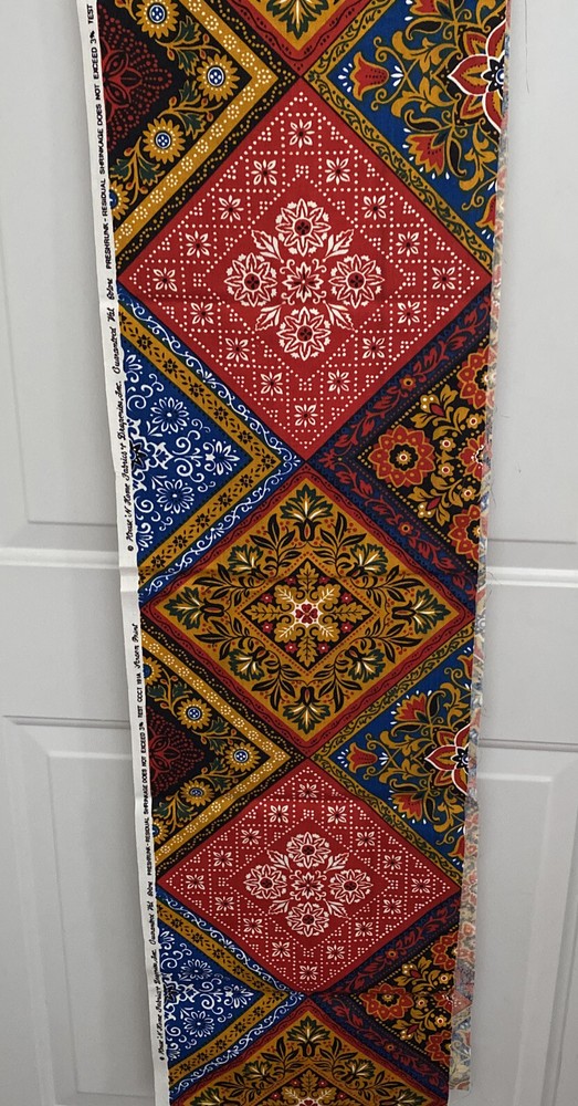 House ‘N Home Fabric & Draperies Remnant Piece Bright Floral 16 squares 11.5″