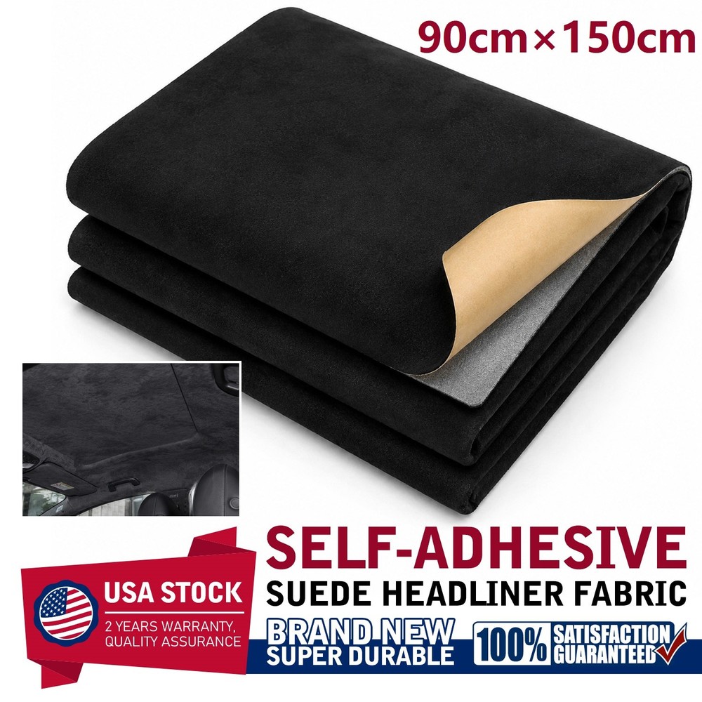 Black 35″×60″ Interior Suede Material for Truck Roof Headliner Fabric w Adhesive